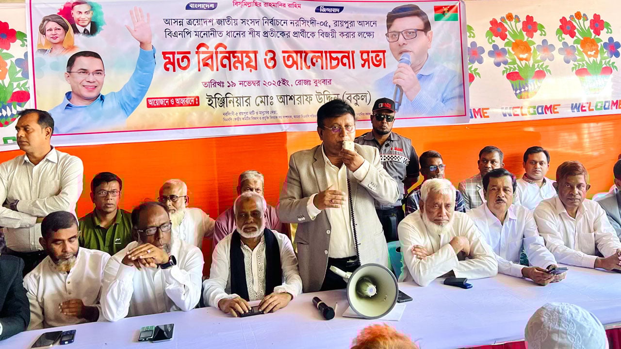 বিএনপি প্রার্থীকে বিজয়ী করতে রায়পুরায় মতবিনিময় সভা