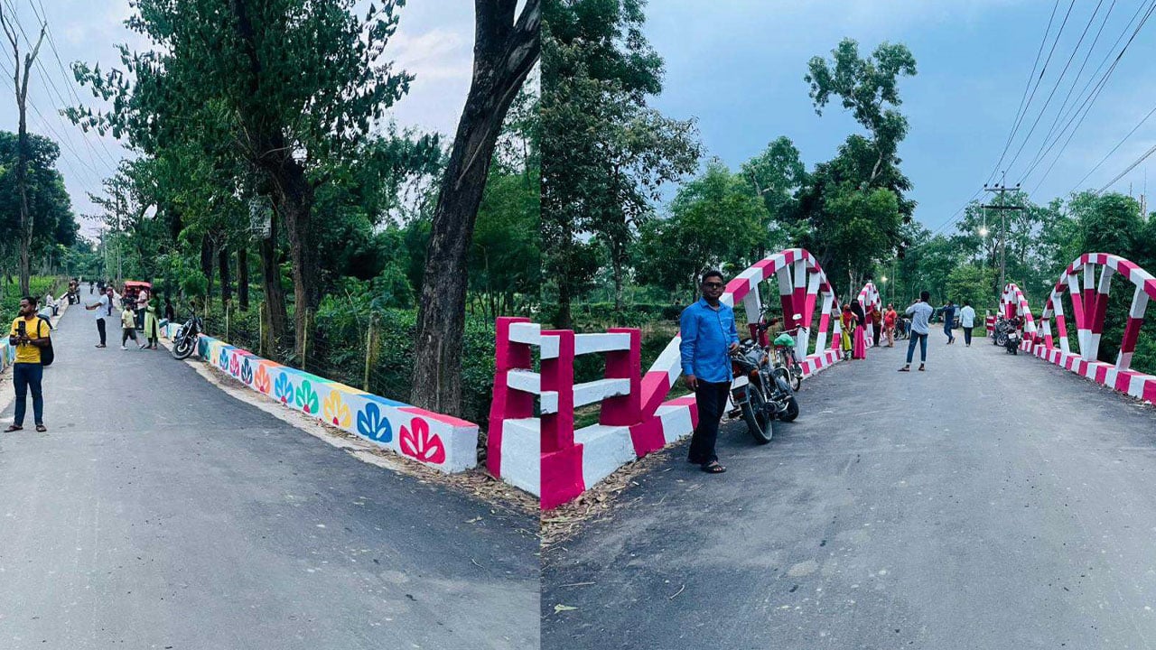 পর্যটকদের নতুন আকর্ষণ শ্রীমঙ্গলের ‘রঙিন রাস্তা’