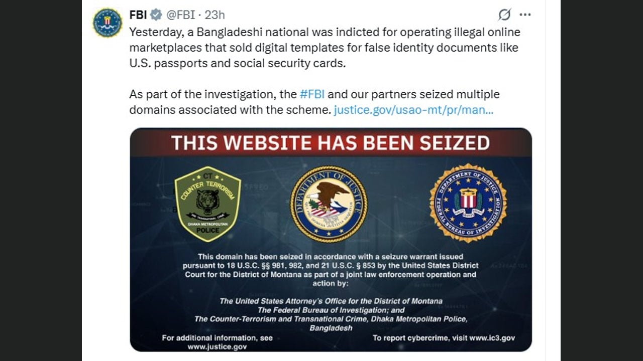 মার্কিন জাল নথি তৈরির চক্র শনাক্ত, ওয়েবসাইড জব্দ