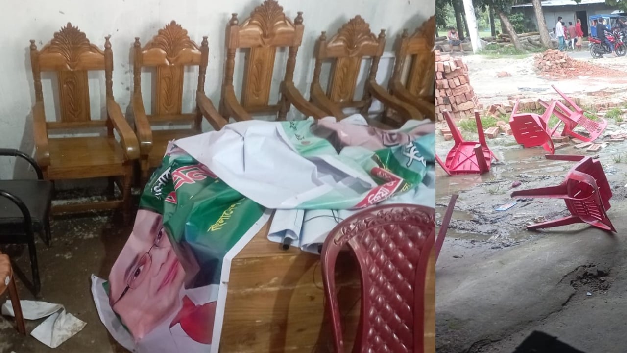 ব্যানারে আহ্বায়কের ছবি না থাকায় বিএনপির অফিস ভাঙচুর