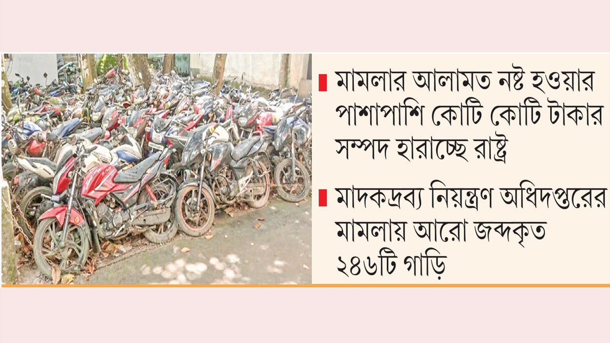 বগুড়ায় জব্দকৃত সহস্রাধিক যানবাহন খোলা আকাশের নিচে