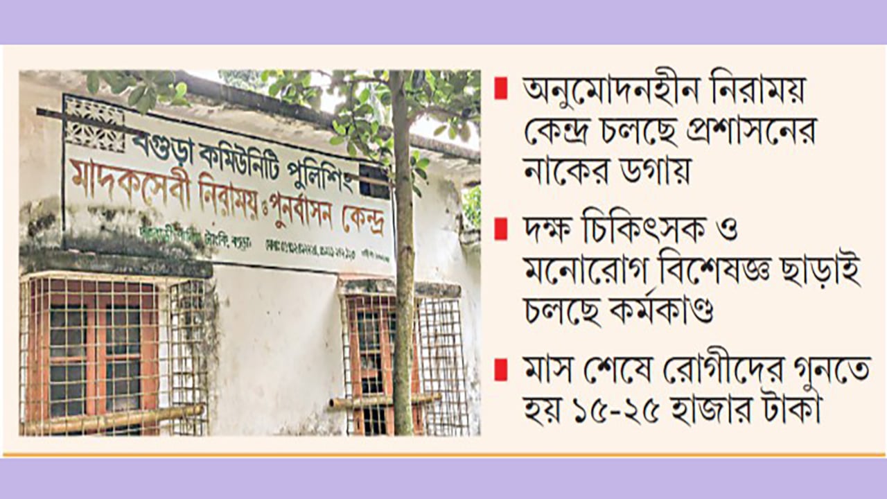 বগুড়ার মাদকাসক্ত নিরাময় কেন্দ্রগুলোই রোগাক্রান্ত