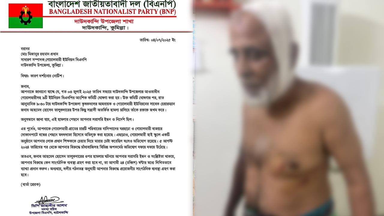 কৃষক দল নেতার মাথা ফাটালেন বিএনপি নেতা