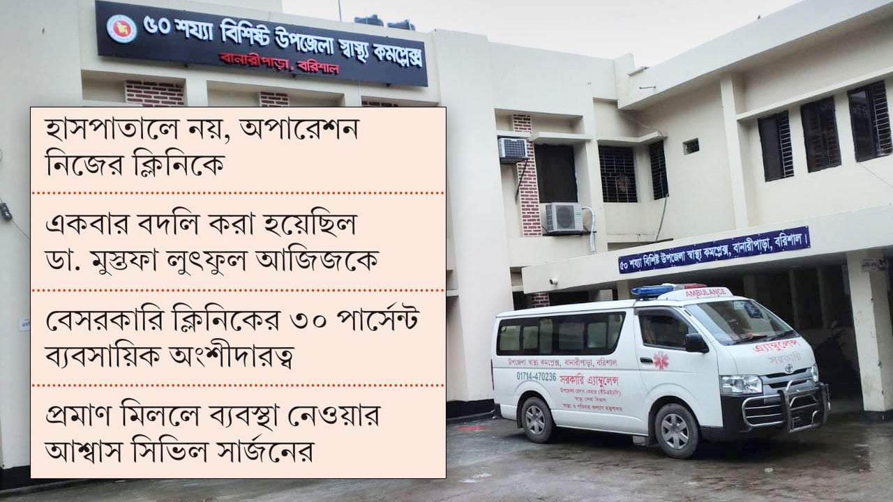 বানারীপাড়া উপজেলা স্বাস্থ্য ও পরিবার পরিকল্পনা কর্মকর্তার ক্লিনিক বাণিজ্য