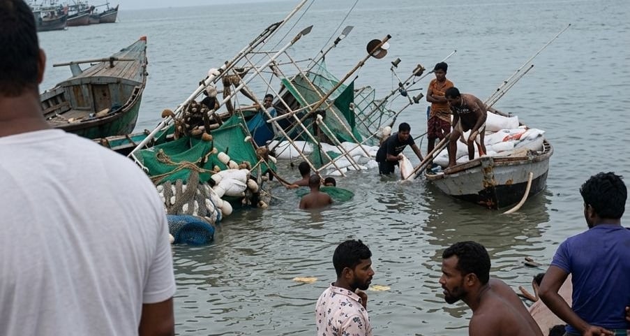 তজুমদ্দিনে স্কুল ফিডিংয়ের মালামালসহ ট্রলারডুবি