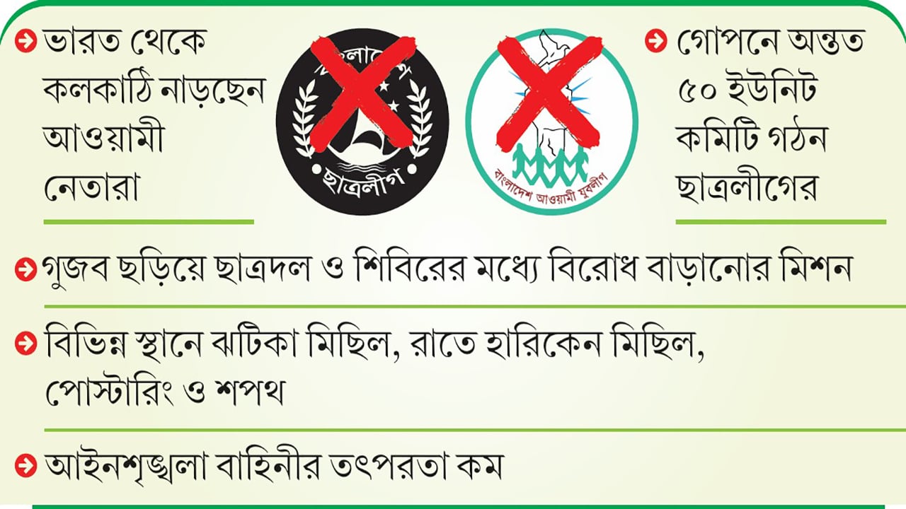 নিষিদ্ধ ছাত্রলীগ-যুবলীগকে সংঘবদ্ধ করার নীলনকশা