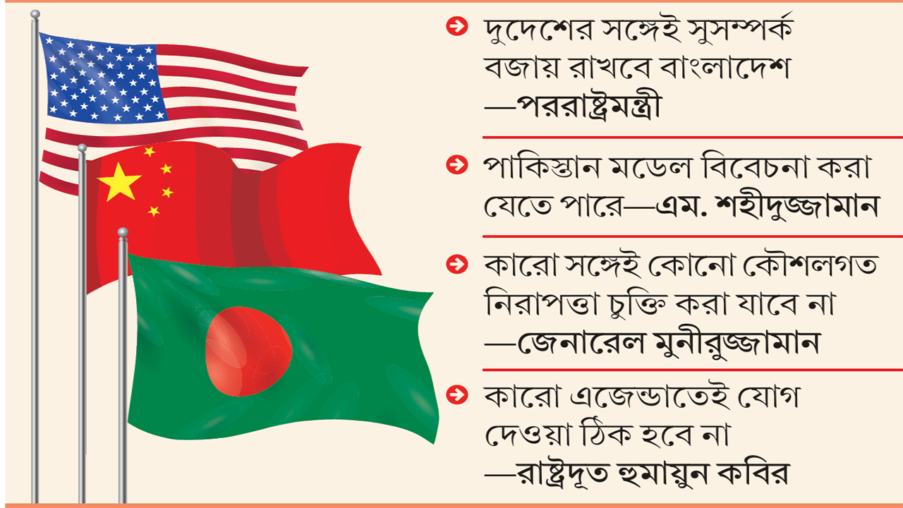 যুক্তরাষ্ট্র ও চীনের সঙ্গে ভারসাম্য রক্ষার চ্যালেঞ্জে নতুন সরকার