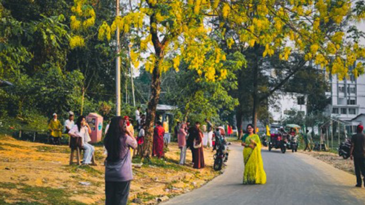 ক্যাম্পাসজুড়ে সোনালু ফুলের মুগ্ধতা