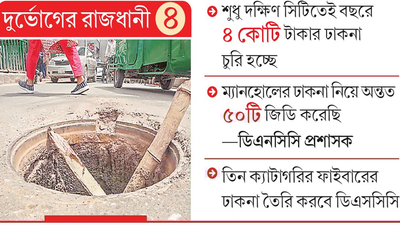 ঢাকনাবিহীন ম্যানহোলে চরম ঝুঁকিতে নগরবাসী