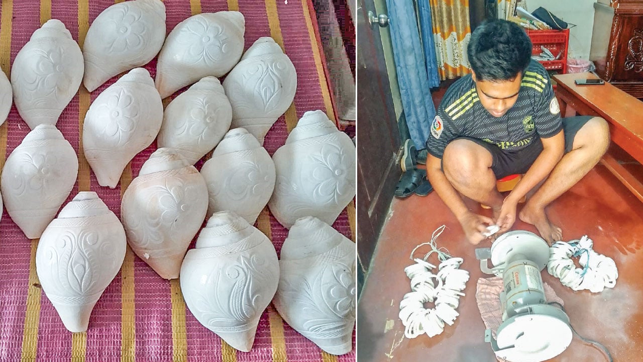 দুর্দিন যাচ্ছে পিরোজপুরের শাঁখাশিল্পীদের