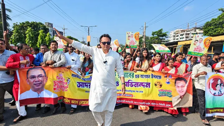 প্রধানমন্ত্রীর আগমন উপলক্ষে চট্টগ্রামে সাঈদ আল নোমানের আনন্দ মিছিল