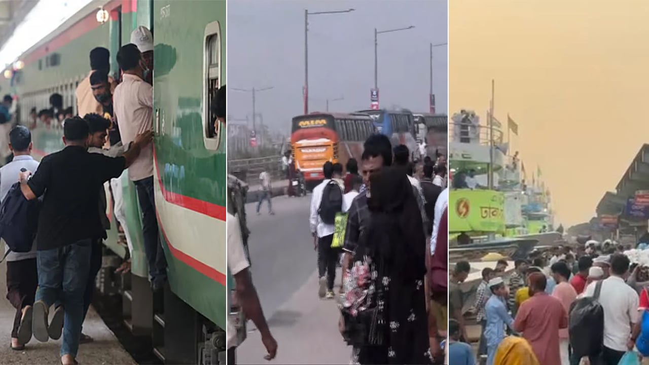 ছুটির প্রথমদিনে ঢাকা ছাড়ছে মানুষ, পরিবহনগুলোতে বাড়ছে ভিড়