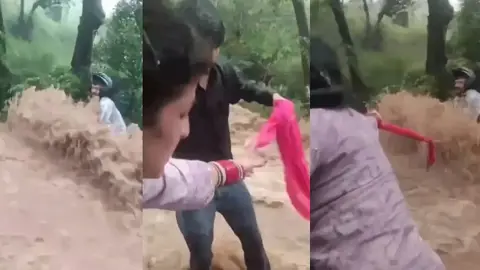 বাইকসহ ভেসে যাচ্ছিলেন যুবক, ওড়না ছুড়ে প্রাণ বাঁচালেন নববধূ