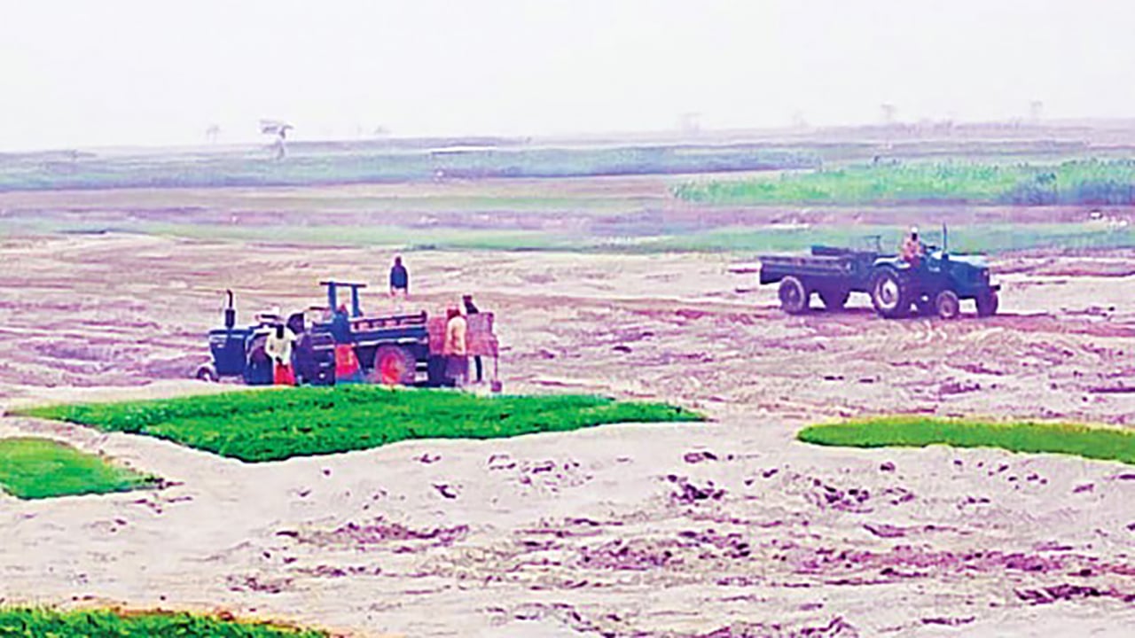 গঙ্গাচড়ার তিস্তা চরে বালু উত্তোলন, হুমকিতে বাঁধ