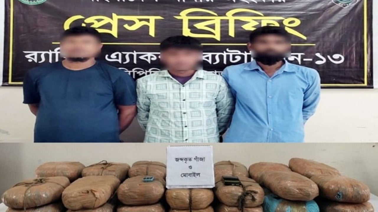 বীরগঞ্জে গোয়ালঘরে লুকানো ৫৬ কেজি গাঁজা উদ্ধার, গ্রেপ্তার ৩