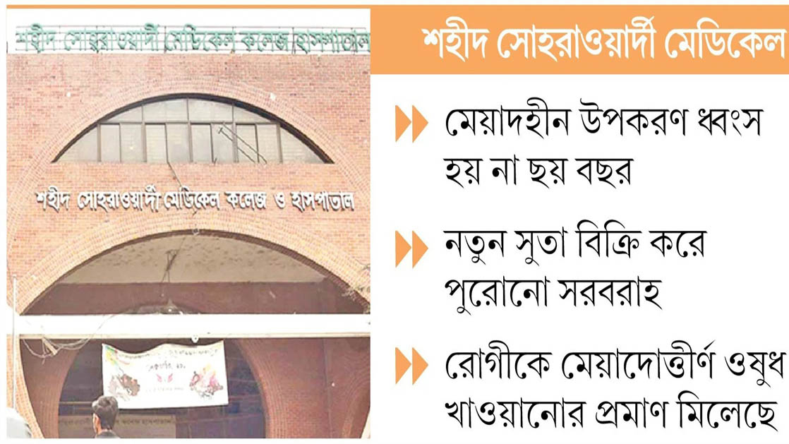 অপারেশনের পর সেলাই করা হচ্ছে মেয়াদোত্তীর্ণ সুতায়