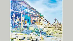 মেঘনার ভাঙনের কবলে মাছের আড়ত, আতঙ্কে ব্যবসায়ীরা
