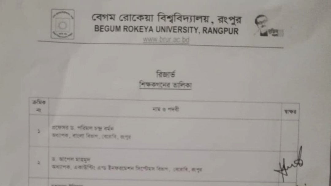 ভর্তি পরীক্ষায় শিক্ষকদের উপস্থিতি পত্রে শেখ মুজিবের ছবি