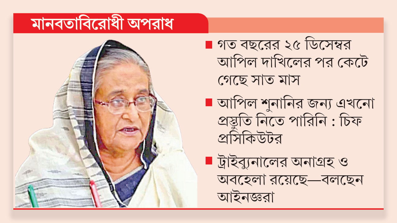 হাসিনার সাজা বাড়ানোর শুনানি ঝুলে আছে আপিলে