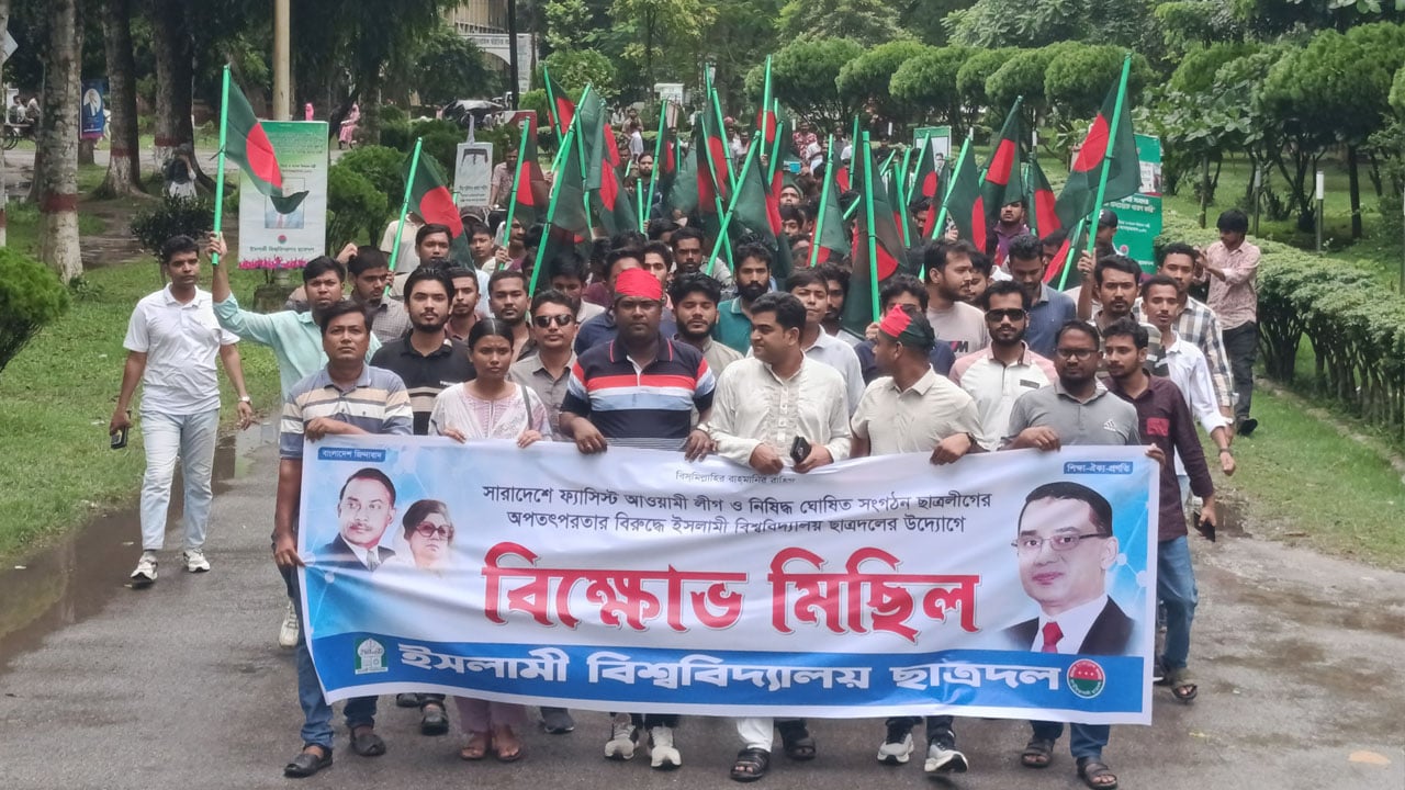 ইবিতে আ.লীগ-ছাত্রলীগের বিরুদ্ধে ছাত্রদলের বিক্ষোভ