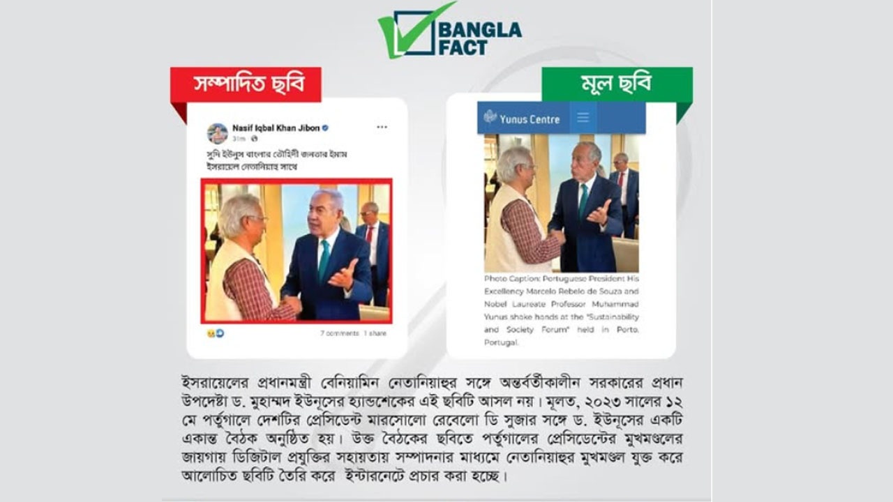 নেতানিয়াহুর সঙ্গে ড. ইউনূসের ছবি এডিটেড
