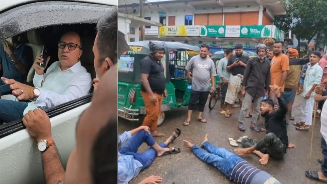এমপির গাড়ি আটকিয়ে চাঁদাবাজি বন্ধের দাবিতে বিক্ষোভ
