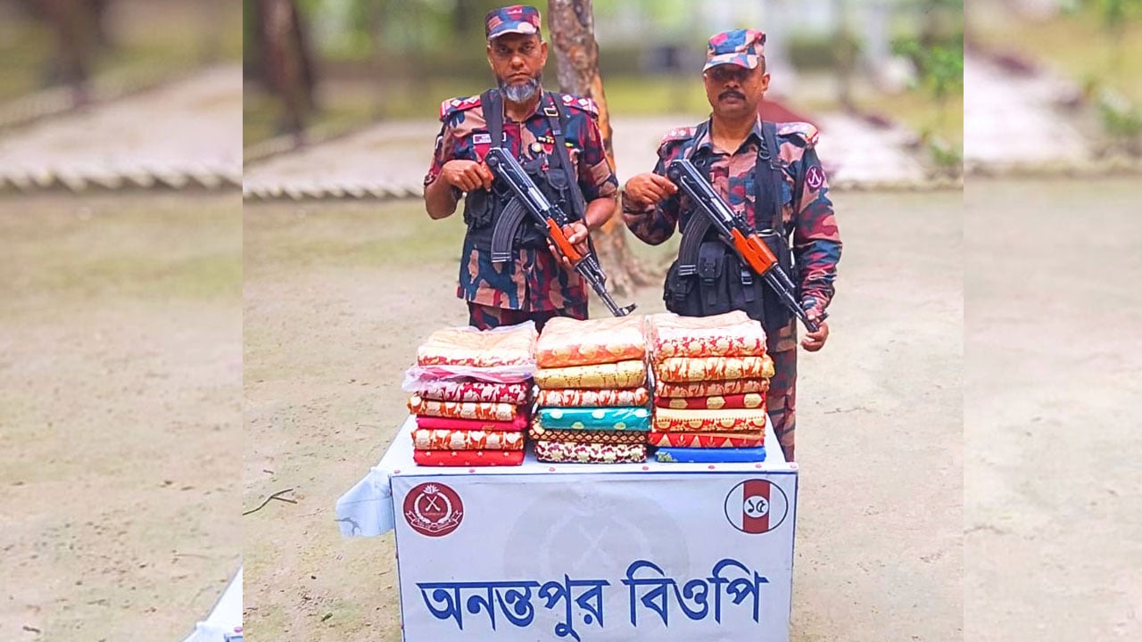 সীমান্তে বিজিবির বিশেষ অভিযানে ভারতীয় স্বর্ণ, কাতান শাড়ি জব্দ