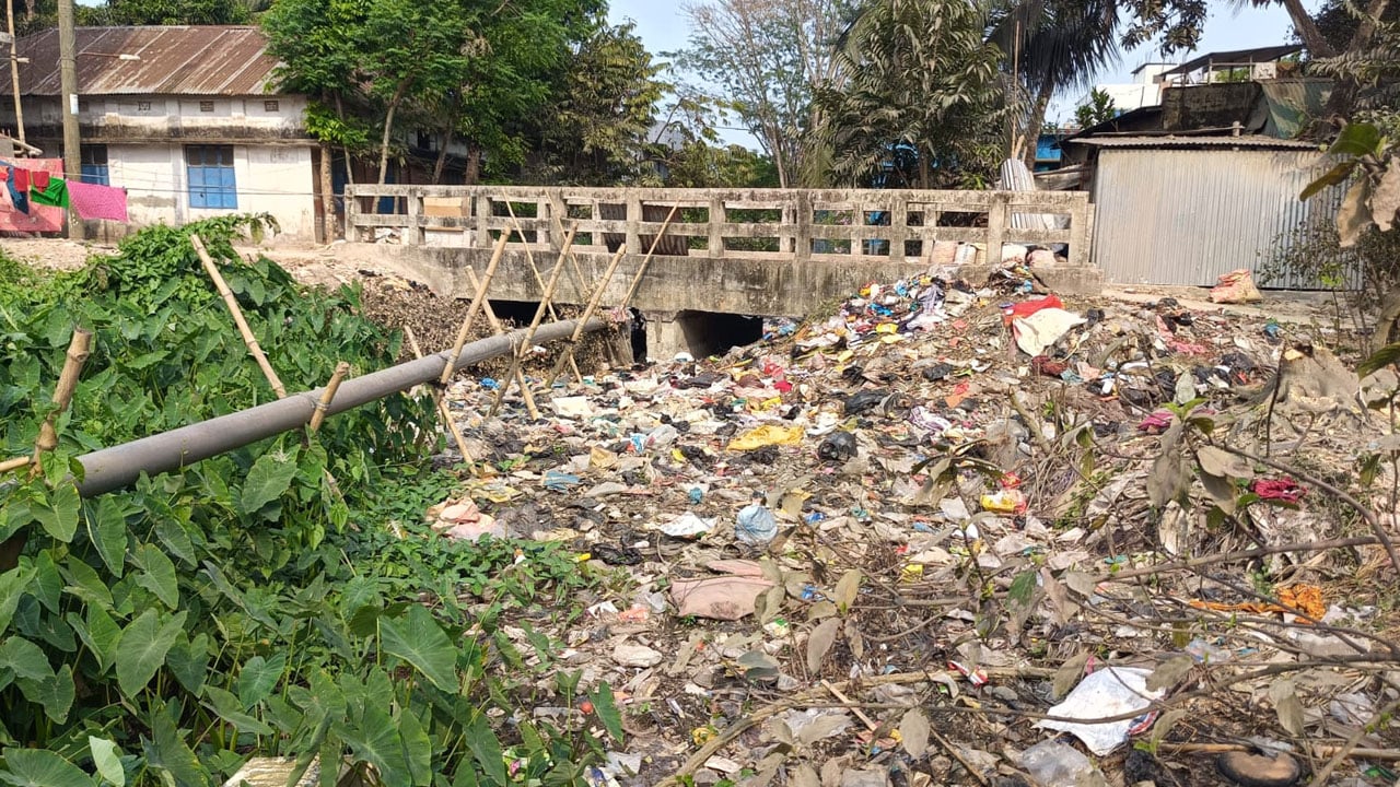 ময়লা-আবর্জনার স্তূপে গলাটিপে মারা হচ্ছে নবীনগরের ‘মাঝিকাড়া খাল’