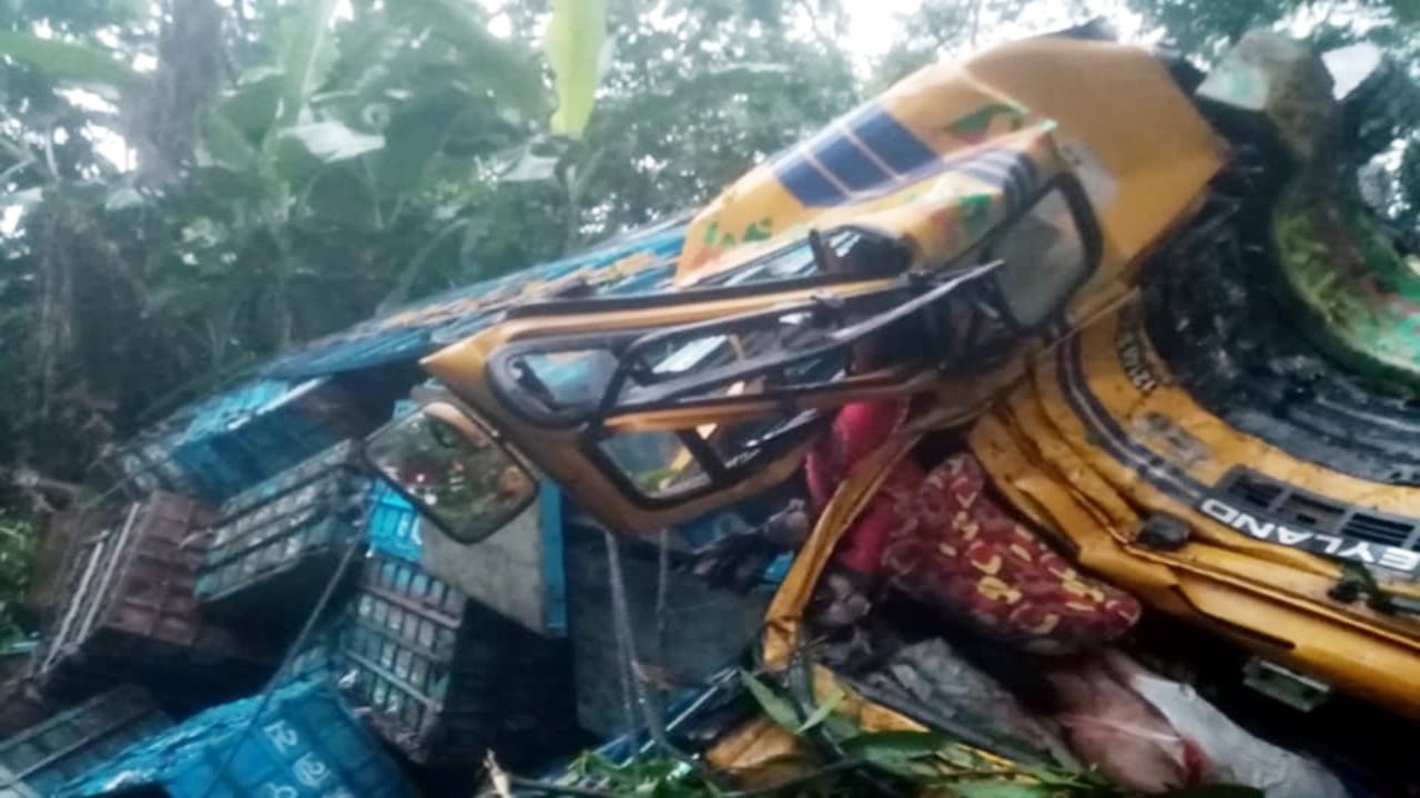 গোপালগঞ্জে ট্রাক নিয়ন্ত্রণ হারিয়ে খাদে, চালক নিহত