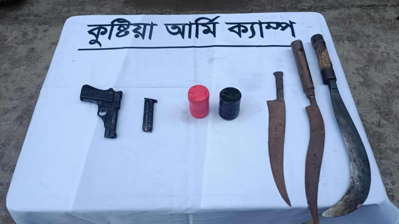 ভেড়ামারায় সেনাবাহিনীর পৃথক অভিযানে পিস্তল-ককটেল উদ্ধার