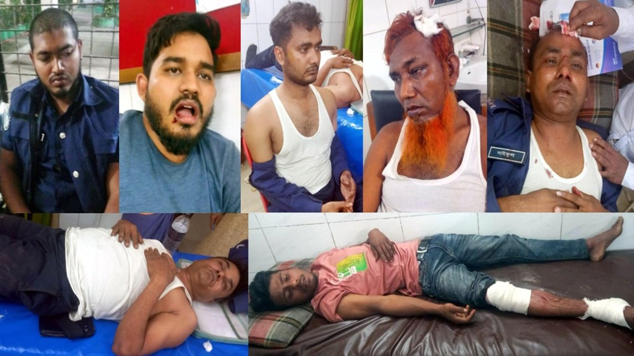 আড়াইহাজারে বিদ্যুতের খুঁটিতে পুলিশের গাড়ির ধাক্কা, 
আহত ৭