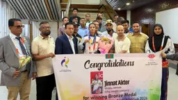 এশিয়ান গেমসের পদকজয়ী জিন্নাতকে উষ্ণ অভ্যর্থনা