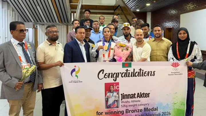 এশিয়ান গেমসের পদকজয়ী জিন্নাতকে উষ্ণ অভ্যর্থনা