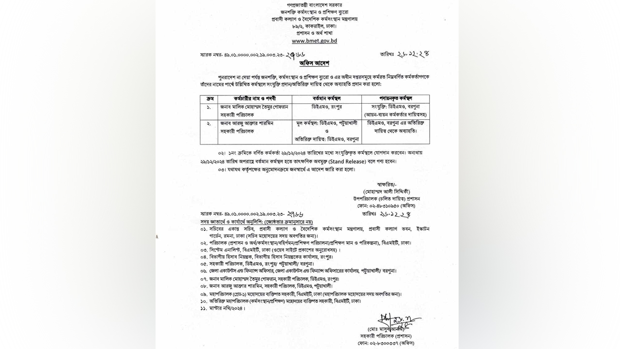 রংপুরে হাসিনার বাণী প্রচার করায় কর্মকর্তা বরখাস্ত