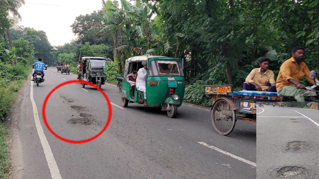বগুড়ায় রাস্তা সংস্কার কাজে অনিয়ম