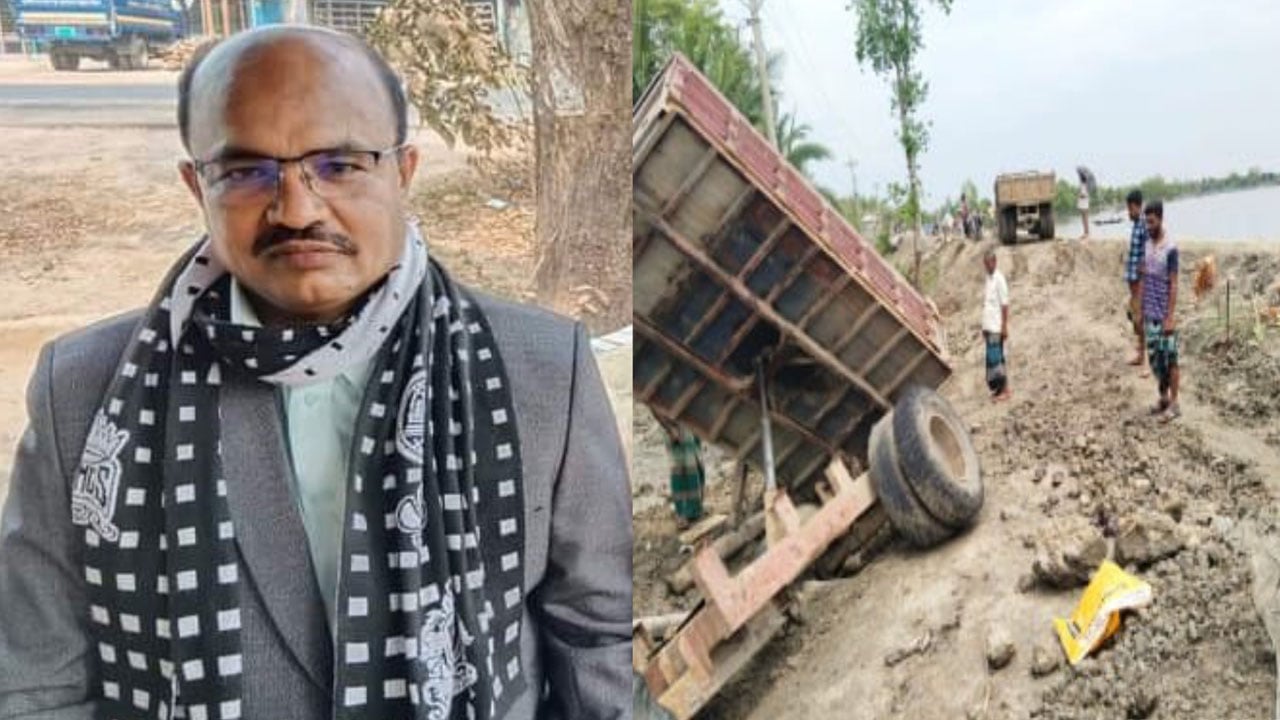 পাউবোর বেড়িবাঁধ সংস্কারে অফিস সহায়কই ঠিকাদার