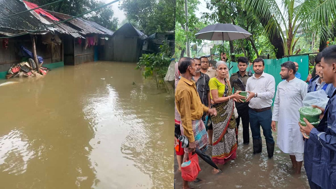 পাহাড়ি ঢল ও জলাবদ্ধতায় বিপর্যস্ত সীতাকুণ্ড, ত্রাণে মিলল স্বস্তি