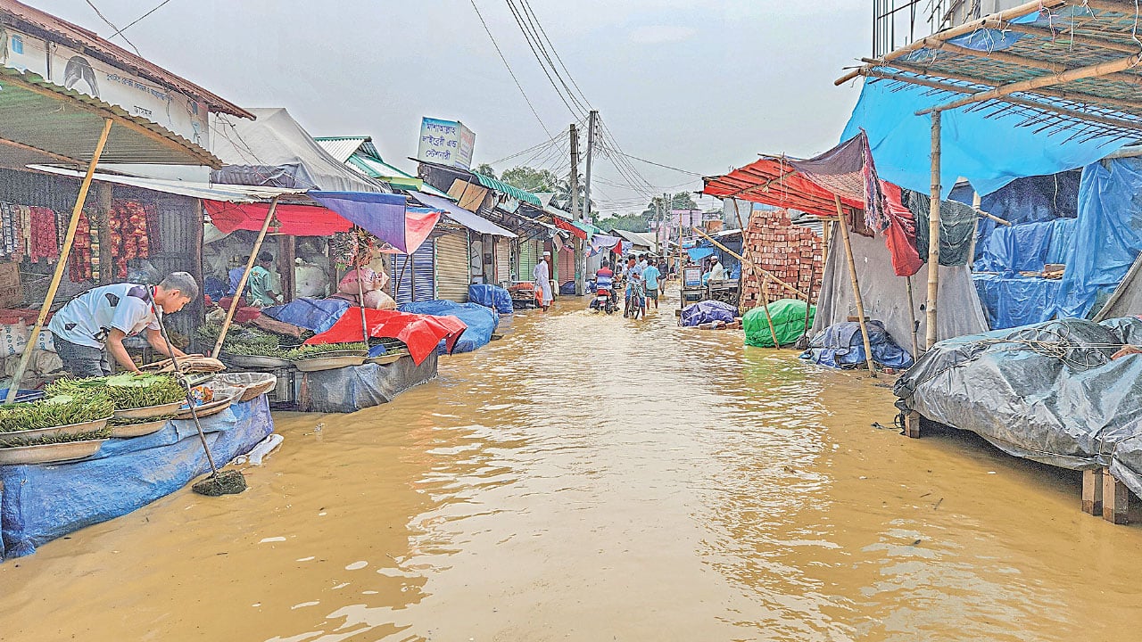 শহররক্ষা বাঁধ না থাকায় শেরপুরে পাহাড়ি ঢলে নিম্নাঞ্চল প্লাবিত