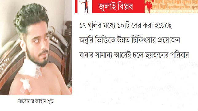 ছররা গুলির প্রচণ্ড যন্ত্রণা নিয়ে দিন কাটছে শুভর