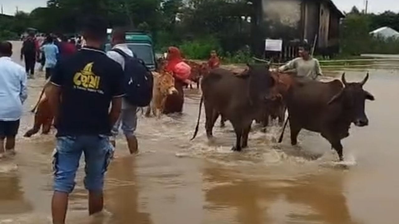 সুনামগঞ্জে পাহাড়ি ঢলে নিম্নাঞ্চল প্লাবিত