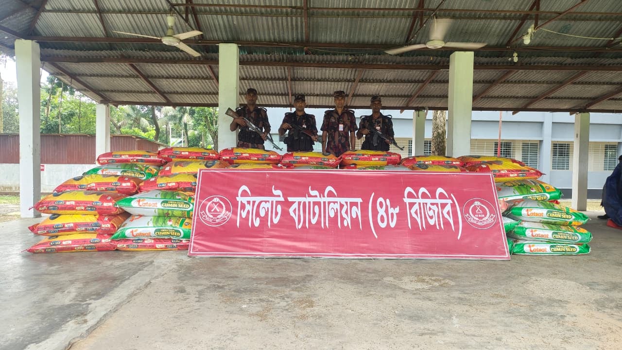 সিলেট সীমান্তে ১ কোটি ৮৫ লাখ টাকার চোরাই পণ্য জব্দ