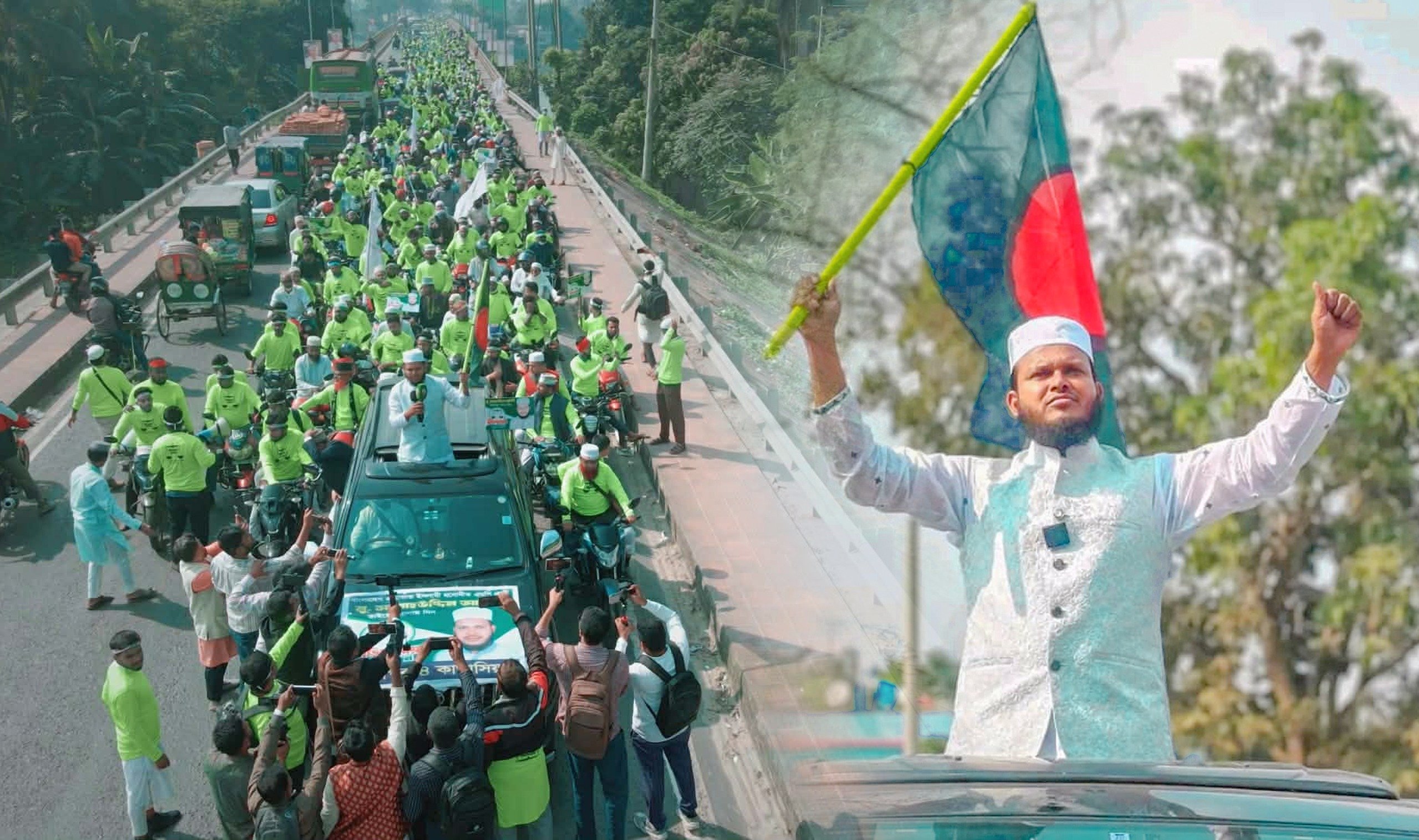 কাপাসিয়ায় জামায়াতে ইসলামীর পদপ্রার্থীর বিশাল মোটরসাইকেল শোডাউন