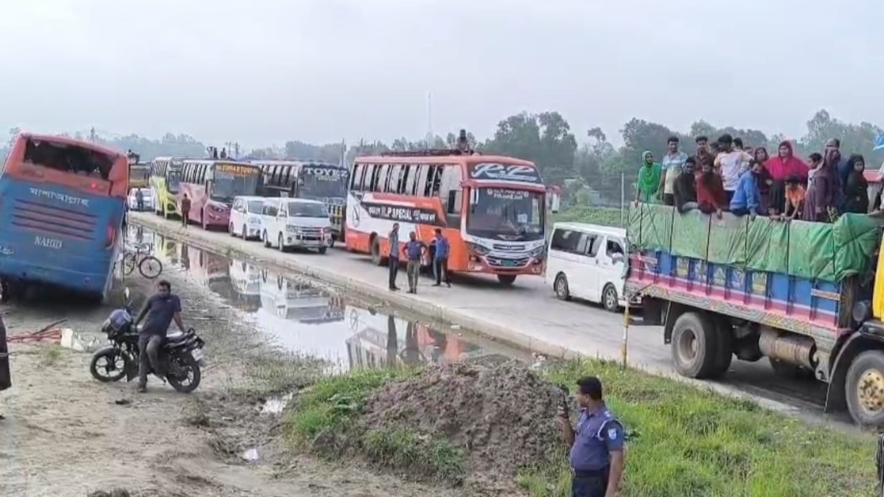 ঢাকা-টাঙ্গাইল-যমুনা সেতু মহাসড়কে ১৩ কিলোমিটারে যানজট