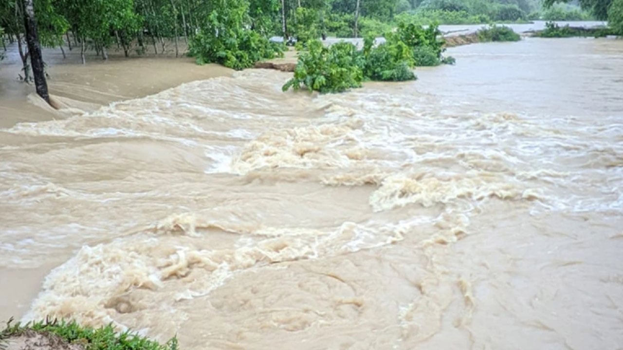 তিস্তায় পানির চাপে বাঁধ ভেঙে বিস্তীর্ণ এলাকা প্লাবিত