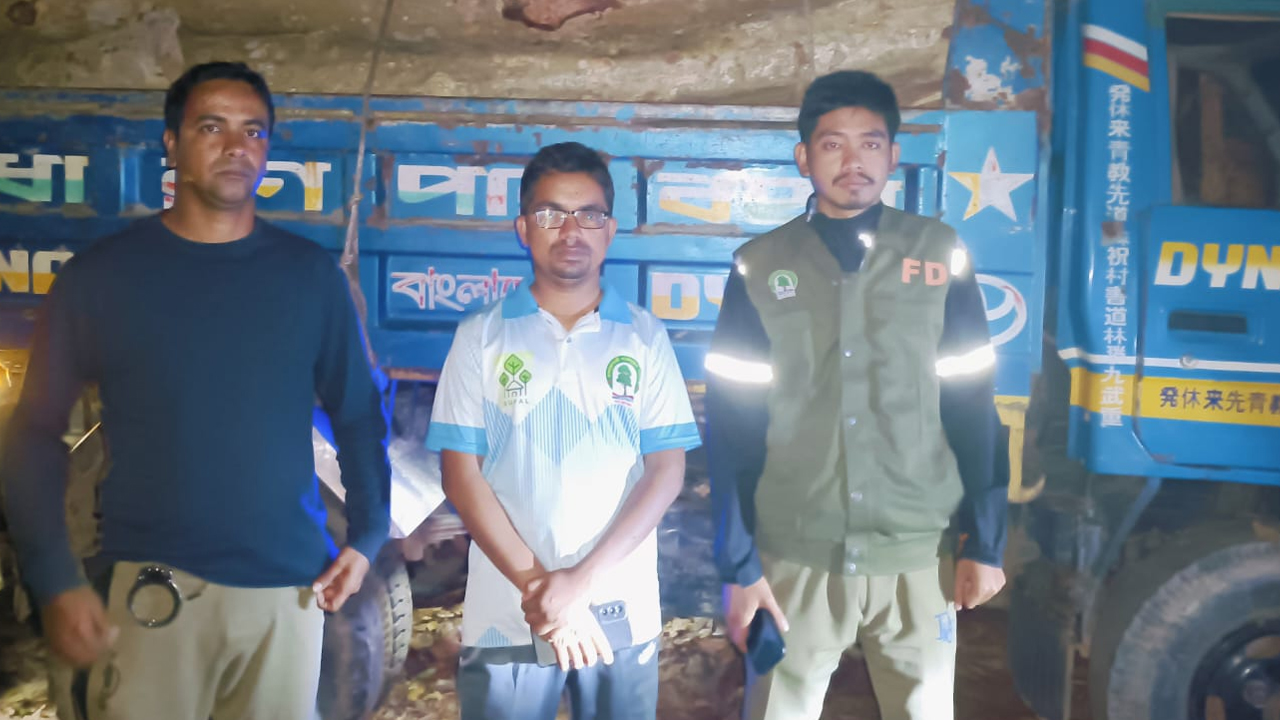 গভীর রাতে সংরক্ষিত বনাঞ্চলের গাছ পাচারের চেষ্টা