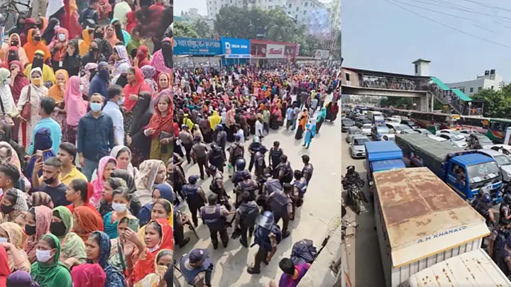 রাজধানীর উত্তরায় সড়ক অবরোধ, যান চলাচল বন্ধ