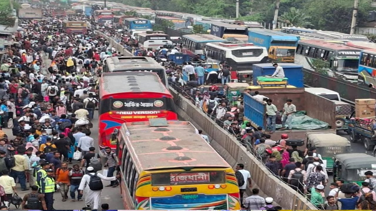 গাজীপুরে ২১ কিলোমিটার যানজট, ঘরমুখো মানুষের ভোগান্তি
