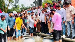 প্রতিষ্ঠাবার্ষিকীতে মাছের পোনা ছাড়ল খুলনা বিএনপি