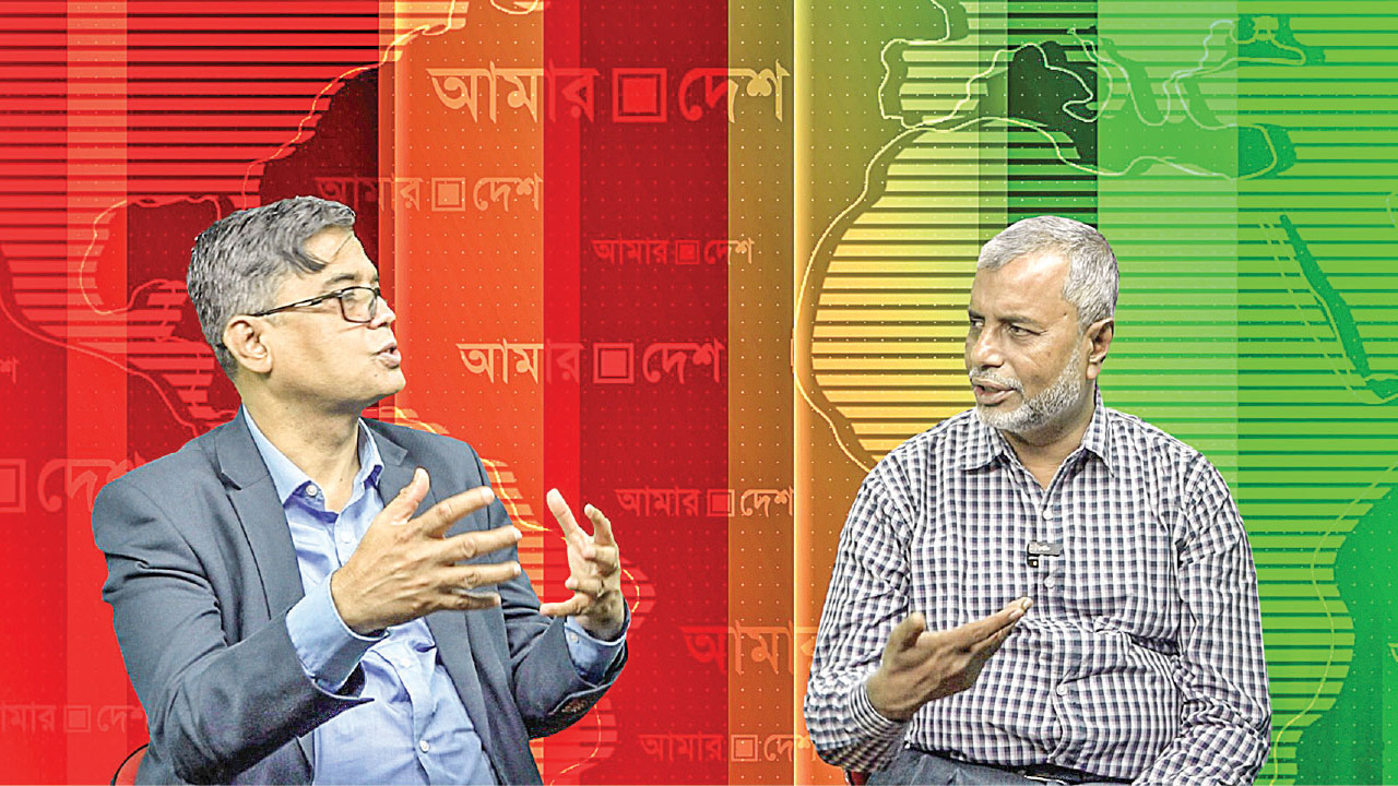 আলাপচারিতায় শফিকুল আলম ও এম আবদুল্লাহ। ছবি: আমার দেশ