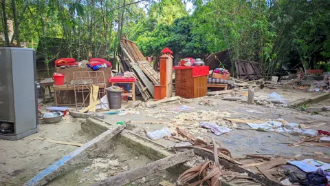 বাড়িঘর ভাঙচুর-লুটপাট, খোলা আকাশের নিচে দুই পরিবার
